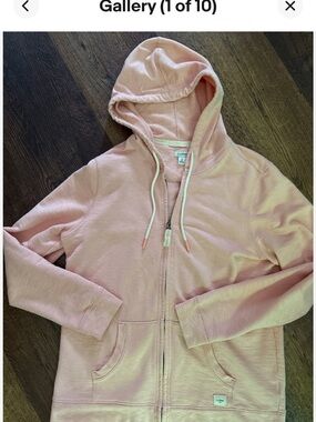 L.L. Bean Peaks Island Full Zip pink hoodie 100% Cotton Sweatshirt Medium